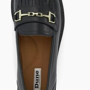 Dune London Black Loafers with Gold Accent